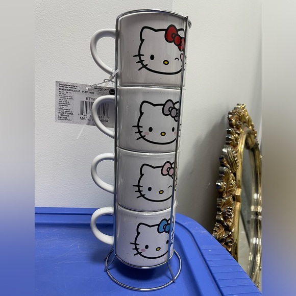 NWT Hello Kitty Different Colored Bows 4pc Stacked Ceramic Mug Set. 10oz - Picture 2 of 7